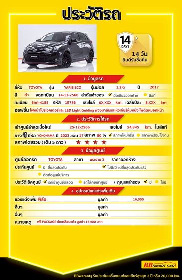 Toyota Yaris 2017 1.2 G Sedan เบนซิน ไม่ติดแก๊ส เกียร์อัตโนมัติ ดำ รูปที่ 2