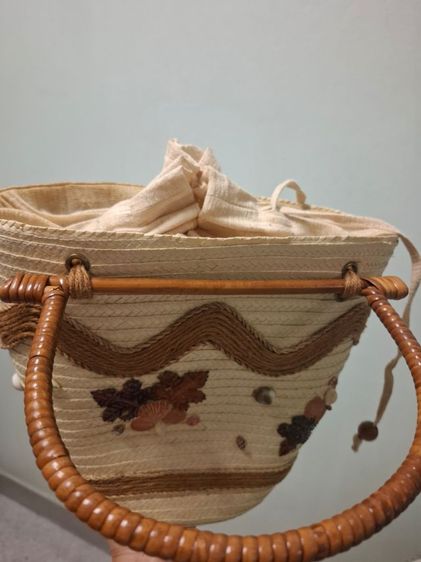 กระเป๋าสานวินเทจ ด้านในบุด้วยผ้า น้ำหนักเบา