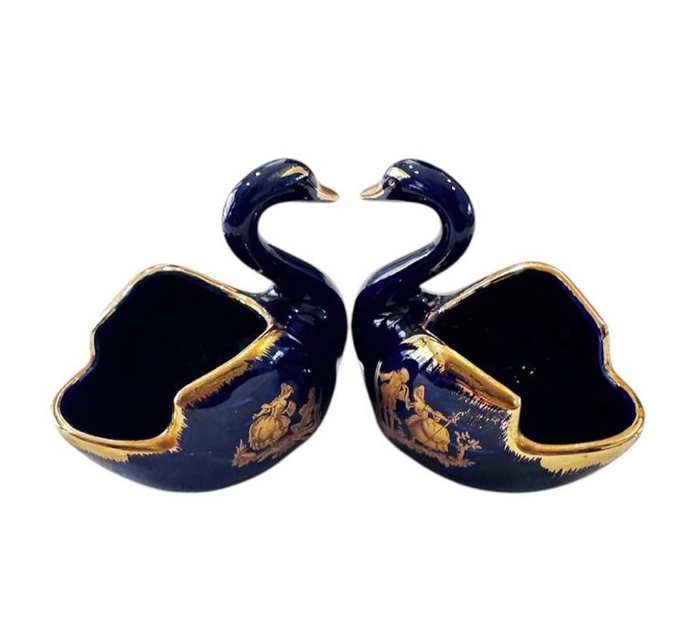 ที่ใส่เกลือรูปหงส์คู่ ลายคู่รัก โรมิโอ แอน จูเลียต แบรนด์ดัง จาก limoges ชุบทอง 24k ผลิตในฝรั่งเศส  รูปที่ 2