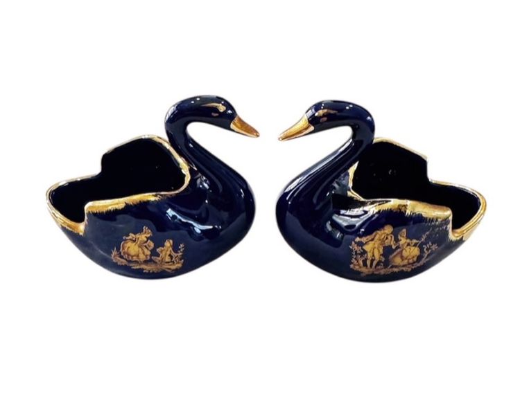 ที่ใส่เกลือรูปหงส์คู่ ลายคู่รัก โรมิโอ แอน จูเลียต แบรนด์ดัง จาก limoges ชุบทอง 24k ผลิตในฝรั่งเศส  รูปที่ 5