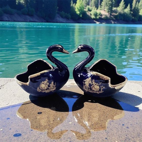 อื่นๆ ที่ใส่เกลือรูปหงส์คู่ ลายคู่รัก โรมิโอ แอน จูเลียต แบรนด์ดัง จาก limoges ชุบทอง 24k ผลิตในฝรั่งเศส 