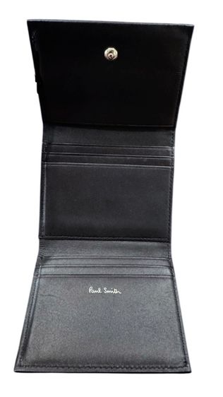 กระเป๋าสตางค์แบบพับสามทบ ลายทางซ้อนชั้น สำหรับผู้หญิง จาก Paul Smith หนังสีดำ รูปที่ 2