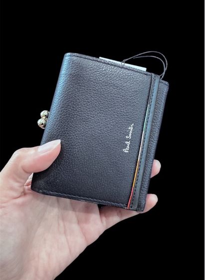 กระเป๋าสตางค์แบบพับสามทบ ลายทางซ้อนชั้น สำหรับผู้หญิง จาก Paul Smith หนังสีดำ รูปที่ 6