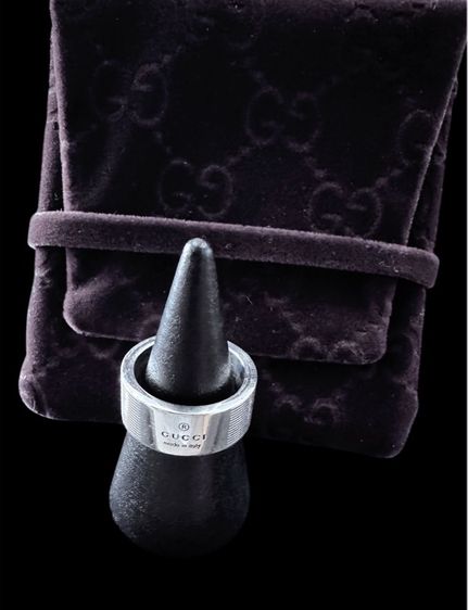 แหวนเงินกุชชี่ เงินแท้ 925 GUCCI Trademark Line Ring Silver 925