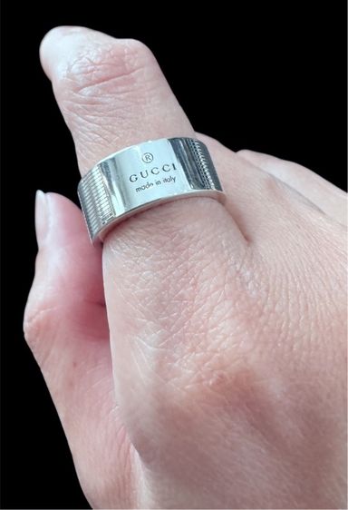 แหวนเงินกุชชี่ เงินแท้ 925 GUCCI Trademark Line Ring Silver 925 รูปที่ 2