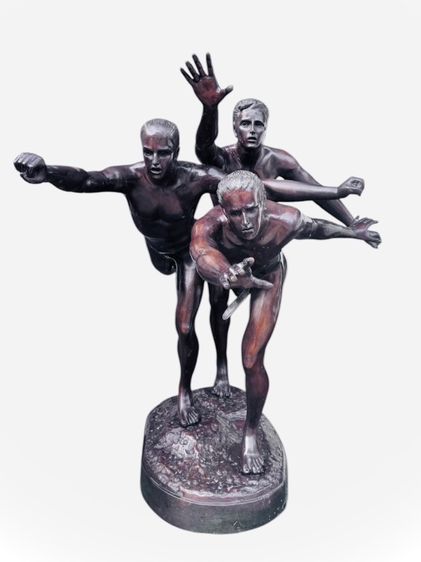 อื่นๆ  bronze brass sculpture of 3 running athletes TO THE GOAL BOUCHER Alfred นักกีฬา 3 คนกำลังวิ่งเข้าสู่ประตูชัย