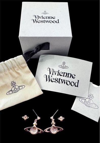 ต่างหูนูนขนาดเล็ก Vivienne Westwood สีทองชมพู พร้อม กล่อง ถุงผ้า การ์ด รูปที่ 3