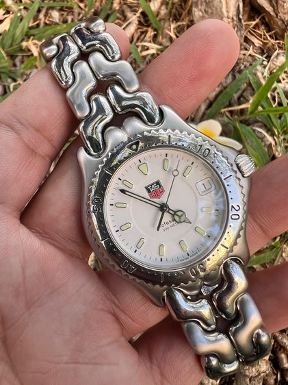 เงิน Tag Heuer นาฬิกา TAG ก้างปลา หน้าปัด 2 ชั้น ขานาด king size