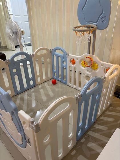 คอกกั้นเด็ก ขนาด 115x115x62 cm สีฟ้าขาว รูปที่ 3