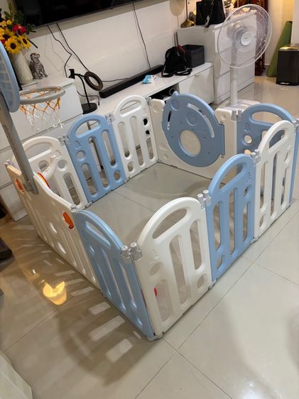 คอกกั้นเด็ก ขนาด 115x115x62 cm สีฟ้าขาว รูปที่ 4