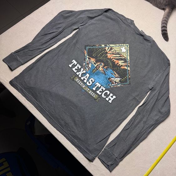 เสื้อยืดแขนยาว Texas Tech งานผ้าฝอก Size M