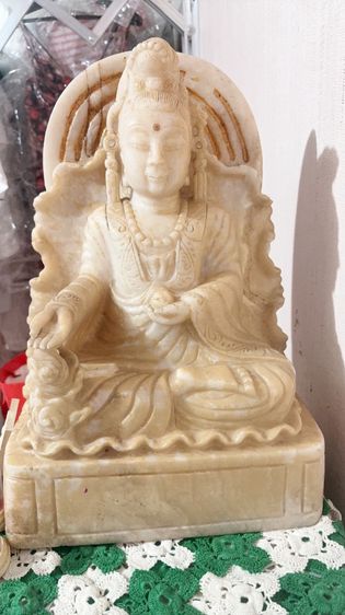 รูปปั้นหินแกะสลักเจ้าแม่กวนอิม แกะสลักจากแร่หิน แคลไซต์ธรรมชาติ รูปที่ 3