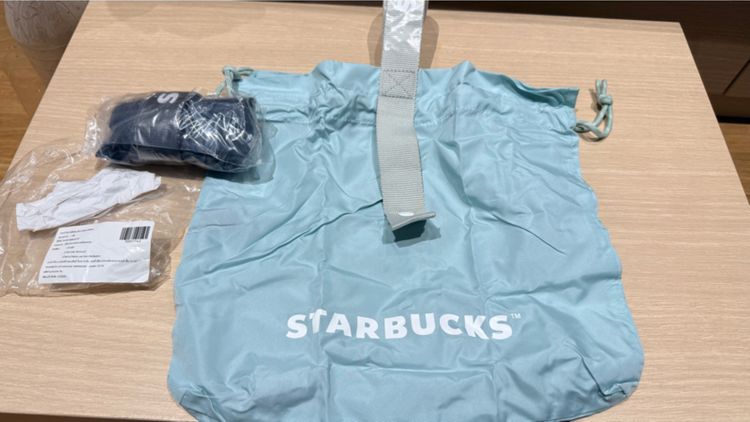ไม่ระบุ ฟ้า ผ้าใบ กระเป๋า Starbucks 