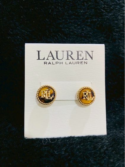 ต่างหูLauren Ralph Lauren Gold Tone Tortoiseshell Logo Stud Earrings รูปที่ 7