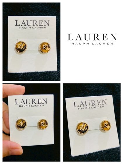 อื่นๆ ต่างหูLauren Ralph Lauren Gold Tone Tortoiseshell Logo Stud Earrings