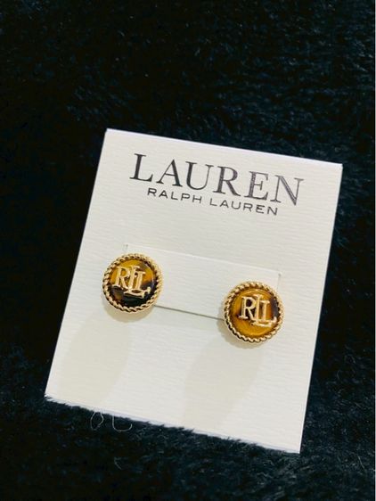 ต่างหูLauren Ralph Lauren Gold Tone Tortoiseshell Logo Stud Earrings รูปที่ 6