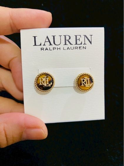 ต่างหูLauren Ralph Lauren Gold Tone Tortoiseshell Logo Stud Earrings รูปที่ 2