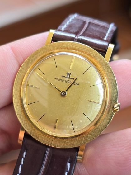 Vintage Jaeger Lecoultre Art Deco 18k Solid Gold หน้าปัดขอบลายผ้า รูปที่ 5