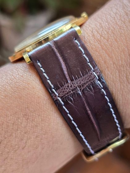 Vintage Jaeger Lecoultre Art Deco 18k Solid Gold หน้าปัดขอบลายผ้า รูปที่ 10