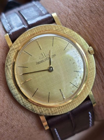 Vintage Jaeger Lecoultre Art Deco 18k Solid Gold หน้าปัดขอบลายผ้า รูปที่ 2