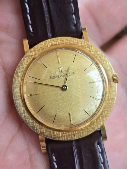 Vintage Jaeger Lecoultre Art Deco 18k Solid Gold หน้าปัดขอบลายผ้า รูปที่ 7
