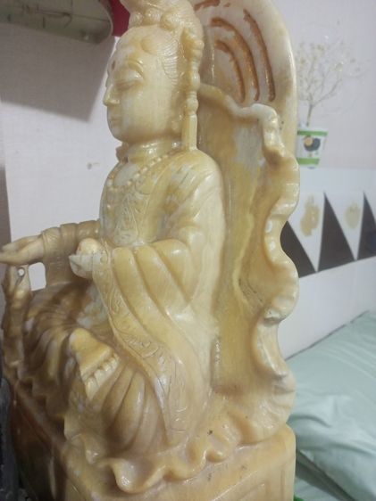 รูปปั้นหินแกะสลักเจ้าแม่กวนอิม แกะสลักจากแร่หิน แคลไซต์ธรรมชาติ รูปที่ 2