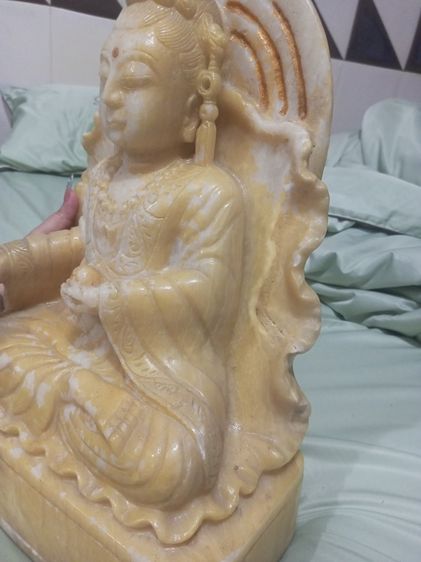 รูปปั้นหินแกะสลักเจ้าแม่กวนอิม แกะสลักจากแร่หิน แคลไซต์ธรรมชาติ รูปที่ 8