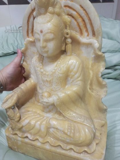 รูปปั้นหินแกะสลักเจ้าแม่กวนอิม แกะสลักจากแร่หิน แคลไซต์ธรรมชาติ รูปที่ 12