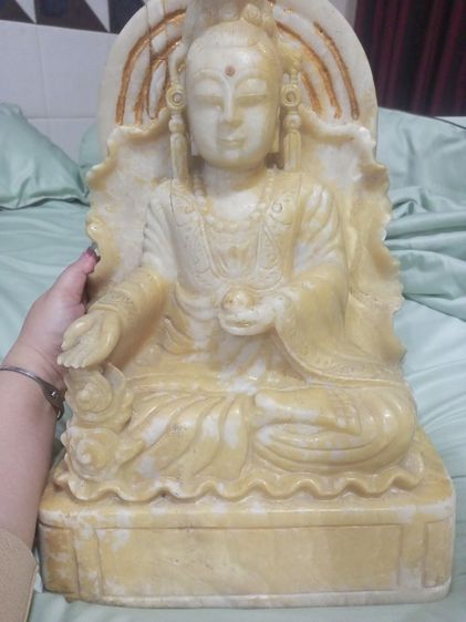 รูปปั้นหินแกะสลักเจ้าแม่กวนอิม แกะสลักจากแร่หิน แคลไซต์ธรรมชาติ รูปที่ 7