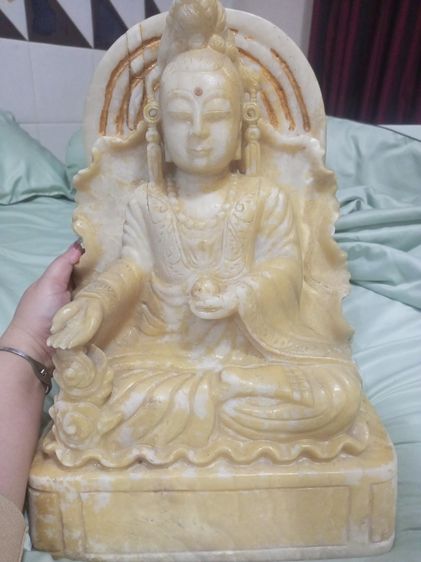 รูปปั้นหินแกะสลักเจ้าแม่กวนอิม แกะสลักจากแร่หิน แคลไซต์ธรรมชาติ รูปที่ 9