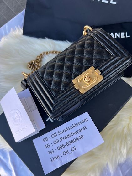 Chanel Boy 8” Black Caviar GHW (Holo 30) 🖤 สวยกริบเหมือนถอยใหม่  รูปที่ 8
