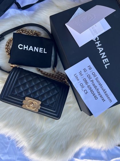 Chanel Boy 8” Black Caviar GHW (Holo 30) 🖤 สวยกริบเหมือนถอยใหม่  รูปที่ 14