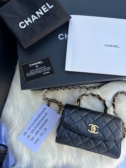 Chanel Mini 7.7 Top Handle Black อะไหล่ทองสวยตะโกน 👑 Full Set