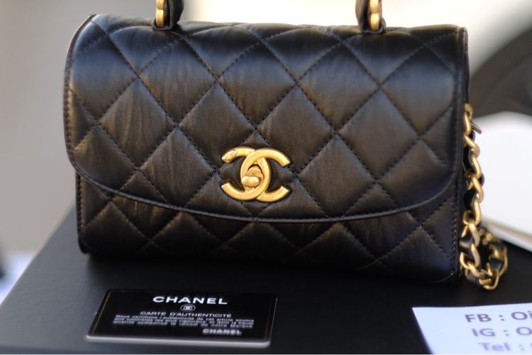 Chanel Mini 7.7 Top Handle Black อะไหล่ทองสวยตะโกน 👑 Full Set รูปที่ 5