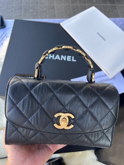 Chanel Mini 7.7 Top Handle Black อะไหล่ทองสวยตะโกน 👑 Full Set รูปที่ 10
