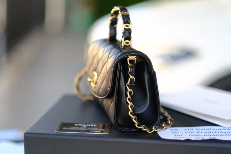 Chanel Mini 7.7 Top Handle Black อะไหล่ทองสวยตะโกน 👑 Full Set รูปที่ 6