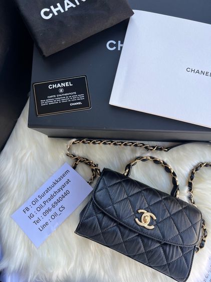 Chanel Mini 7.7 Top Handle Black อะไหล่ทองสวยตะโกน 👑 Full Set รูปที่ 2
