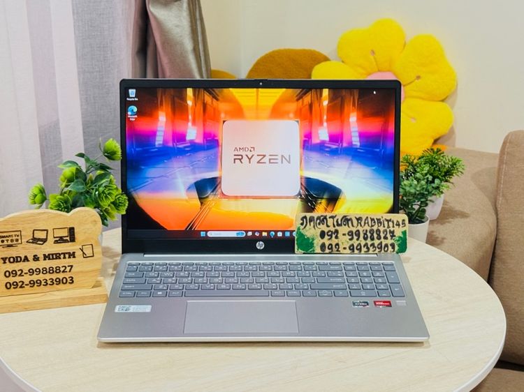 HP Pavillion Ryzen3 Series7 Radeon Graphic ,Ram 8G , M.2 Pcle 512G จอ15.6" Full HD ประกันศูนย์ 2026  เล่นเกม เขียนแบบ