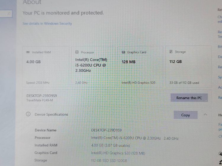 Acer Travelmate P249 core i5 6200u 2.30Ghz Ram 4 GB DDR4 SSD 120 GB จอ 14 นิ้ว รูปที่ 13