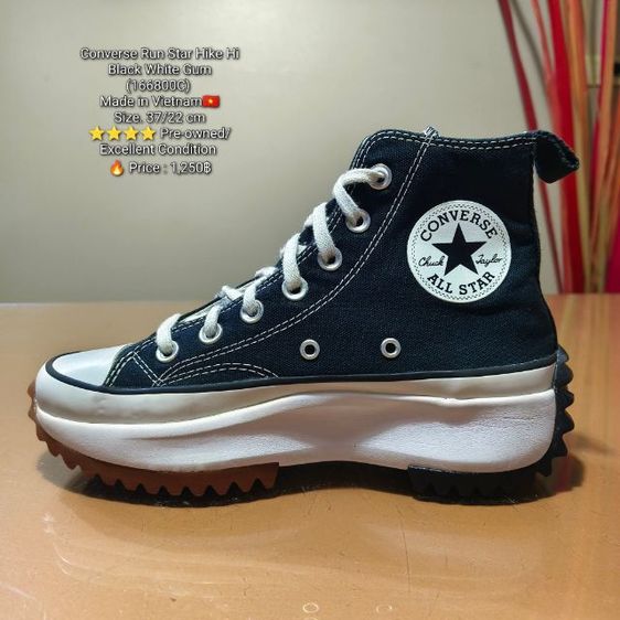รองเท้าผ้าใบ ดำ ผ้าใบ UK 4.5 | EU 37 1/3 | US 6 Converse Run Star Hike Hi Black White Gum
 Size 37