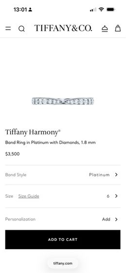 Tiffany and Co. Harmony Platinum Diamond Ring รูปที่ 6