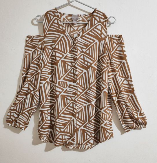 แขนยาว น้ำตาล S เสื้อเชิ้ตและเสื้อผู้หญิง อื่นๆ เสื้อเชิ้ตหญิงคอวี