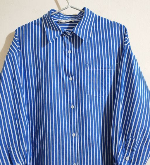 เสื้อเชิ้ตสีฟ้าลายทาง Over Size  รูปที่ 7