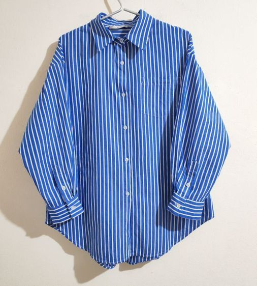 เสื้อเชิ้ตสีฟ้าลายทาง Over Size  รูปที่ 4