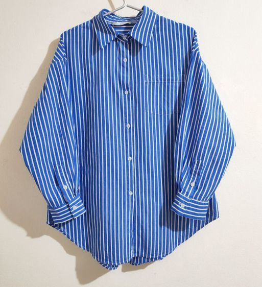 เสื้อเชิ้ตสีฟ้าลายทาง Over Size  รูปที่ 3