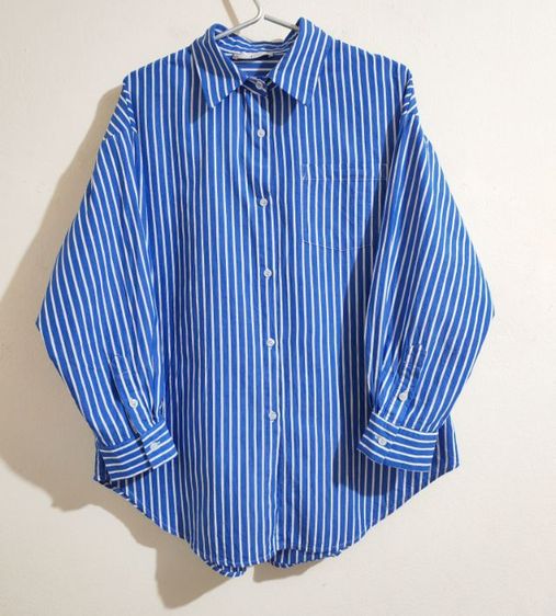 เสื้อเชิ้ตสีฟ้าลายทาง Over Size  รูปที่ 2