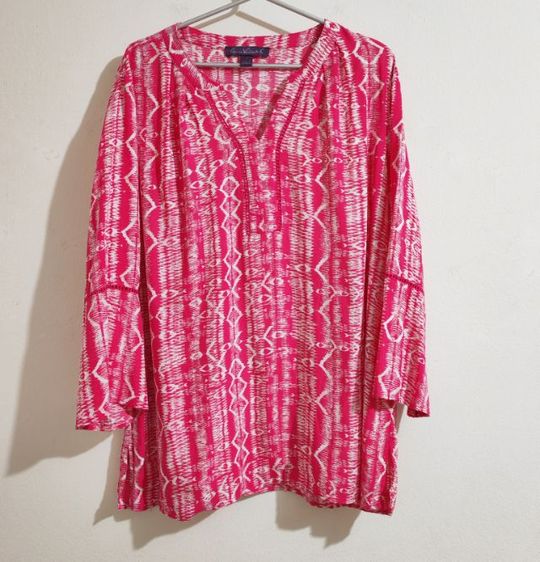 เสื้อเชิ้ตทรงสวม ลายชมพู รูปที่ 3