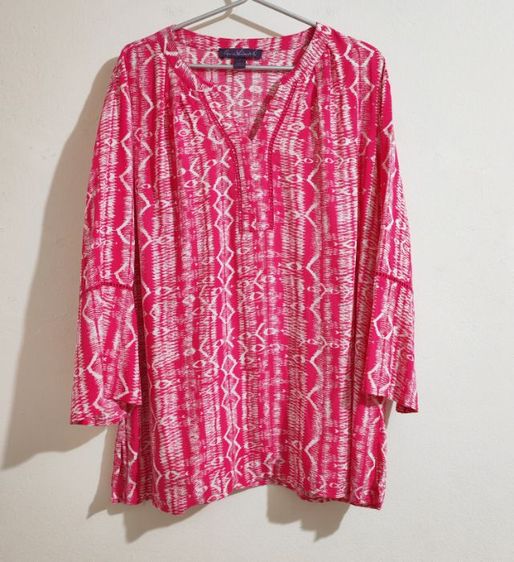 เสื้อเชิ้ตทรงสวม ลายชมพู รูปที่ 4