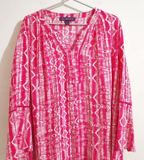 เสื้อเชิ้ตทรงสวม ลายชมพู รูปที่ 7