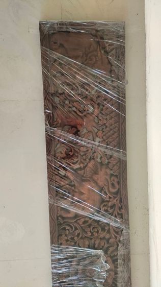 แผ่นประดับไม้สักแกะสลักรูปช้าง แขวนผนัง รูปที่ 4